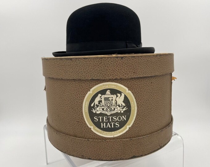 Antique Stetson Oval Hat Box, 1940s Era, Antique Mens Hat Boxes, Brown