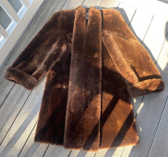1940s Gray Fur Coat Goat Hair / 40s Goat Fur Button Down Swing Coat Zinman Furs  / M main image 1