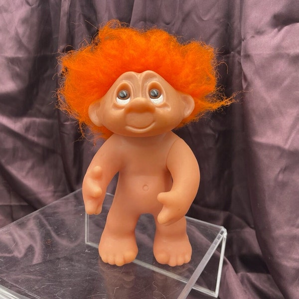 Vintage 1977 Dam Troll, Number 604, Orange Hair, 9 Inches Tall, Thomas Dam, Denmark, Excellent Condition, Denmark Trolls, Antique Trolls