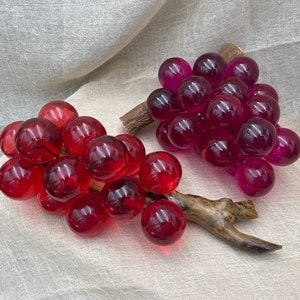 Mid Century Lucite Grape Clusters, Driftwood, Purple, Orange, MCM Home Decor, Lucite Balls Grapes, 1960s Lucite Translucent Balls