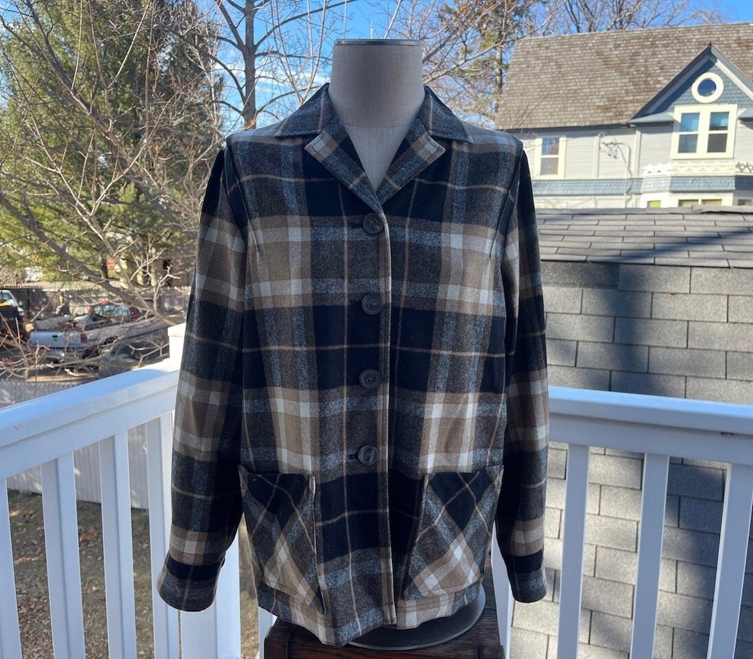 Vintage Pendleton 49er Wool Jacket, Size M, Tan, Beige, Black Plaid, Big Buttons/pockets, Roomy Fit, Womens Wool Blazer, Very Good Cond. - Etsy Vintage Pendleton 49er Wool Jacket, Size M, Tan, Beige, Black Plaid, Big Buttons/pockets, Roomy Fit, Womens Wool Blazer, Very Good Cond. - Etsy