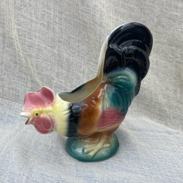 Vintage Royal Copley Rooster Ceramic Planter, 1950s, Excellent Vint. Cond., Collectible Chicken Planters, Pottery, Royal Copley Collectibles