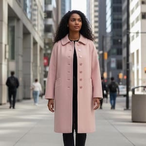 Vintage Light Pink Wool Coat, Glori Spun, Einiger, Lined, Many Buttons, Stylish Details, Classic 1960s, S/M, Dry Cleaned, CUTE!