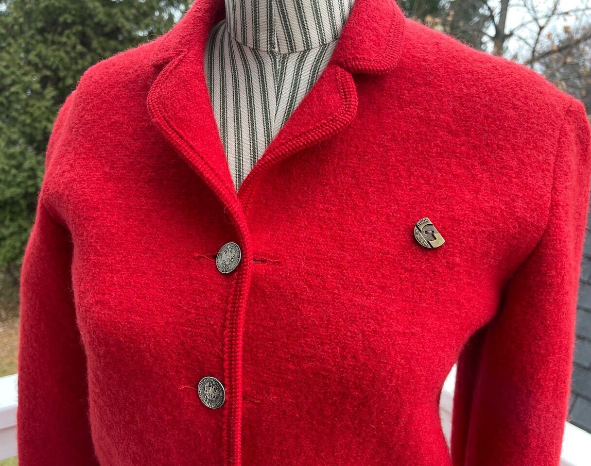 Vintage Tirol Giesswein Wool Jacket, Red With Metal Coin-like Buttons, Small/med., Like New, Made in Austria, Beautiful Traditional Styling - Etsy UK Vintage Tirol Giesswein Wool Jacket, Red With Metal Coin-like Buttons, Small/med., Like New, Made in Austria, Beautiful Traditional Styling - Etsy UK