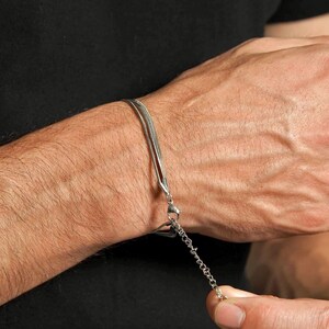 Herringbone Bracelet Men • Snake Chain Bracelet • Silver Bracelet Men • Stainless Steel Bracelet • Two Strand Bracelet • Thin Chain Bracelet