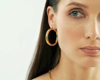 Chunky Gold Hoops • Thick Chunky Hoops • 30mm Hoops • 40mm Hoops • Gold Huggie Hoops • Gold Hoop Earrings • Thick Hoop Earrings