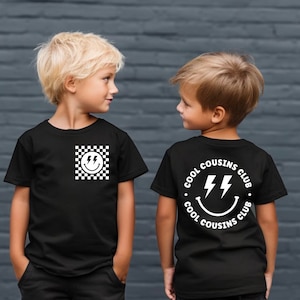 Big Cousin Shirt, Matching Cousins Tees, Cool Cousins Club, Checkered Design, little cousin, all ages, Gift for grandkids, Boy Cousin Shirt