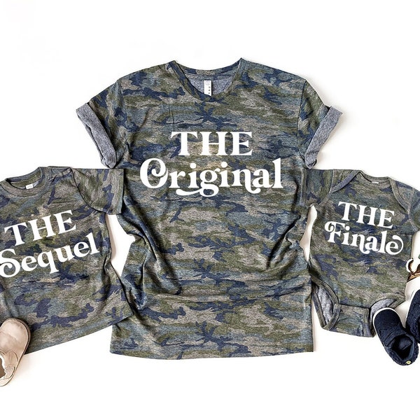 Camo Original Sequel Finale Plot Twist Matching Family Shirts, Camouflage, Army Woodland Print, Family of 4, Family of 5 shirts, siblings