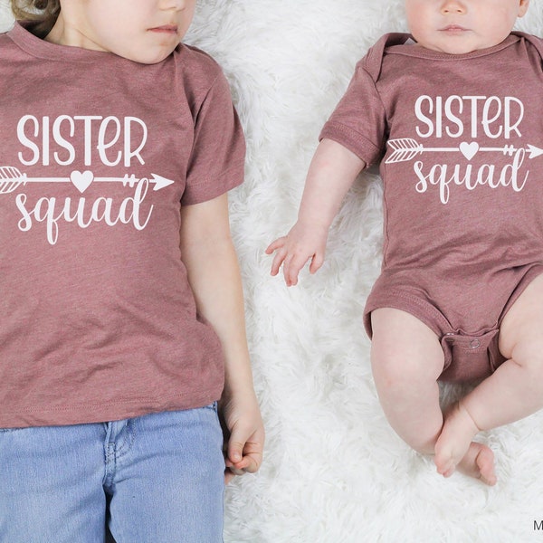 Sister Squad Shirts, Mauve sister tshirt, Matching girls, Siblings, Big sister, little sister, toddler, onesie, Triblend Bella Canvas, soft