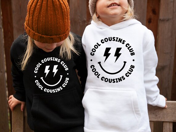 Kids Cousin Hoodies Cool Cousins Club Sweatshirt Toddler Youth and Adult Size for Kids All Ages Smile Face Lightning Eyes Design Fall Etsy