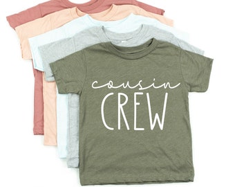 Cousin Crew Shirt with Name on the Back, Kids Matching Shirts and Onesies, Olive Green, 2025 Pregnancy Announcement, Baby, Toddler, 2T, 3T