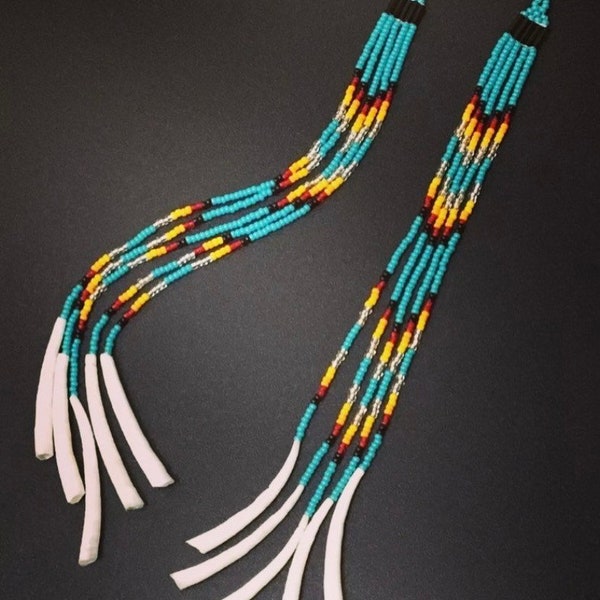 8” Long Iconic Dentalium Shell Dangle earrings Native American Handmade