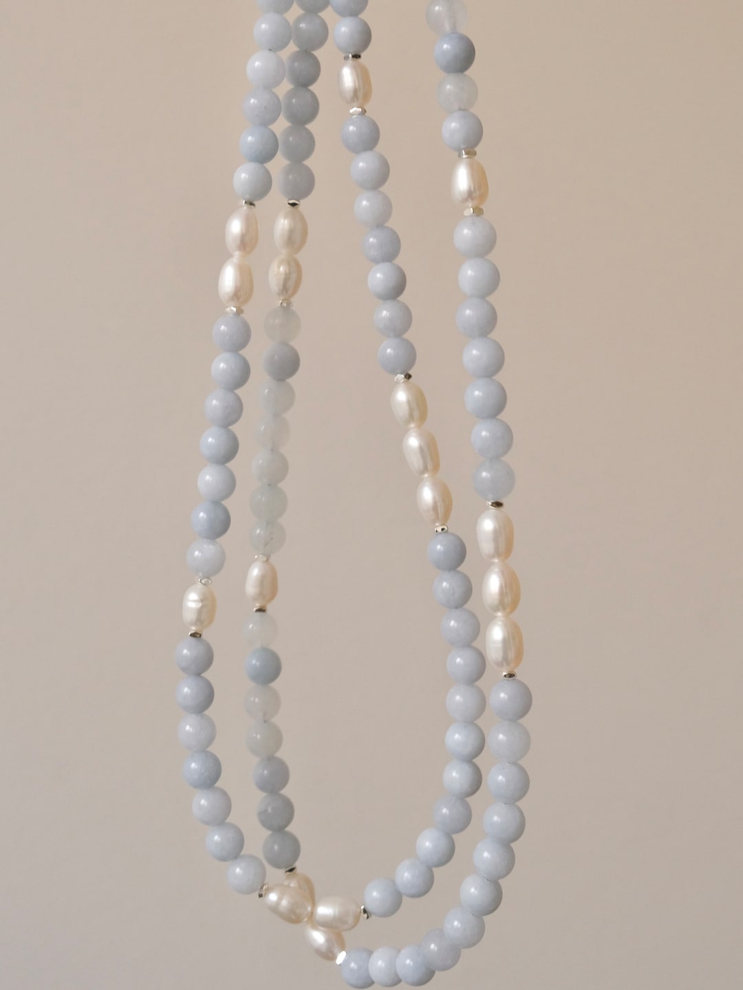 Collier Perles Aigue-marine Bleu Naturel - Fait Main, Longueur 13 Pouces - Neuf Avec étiquettes