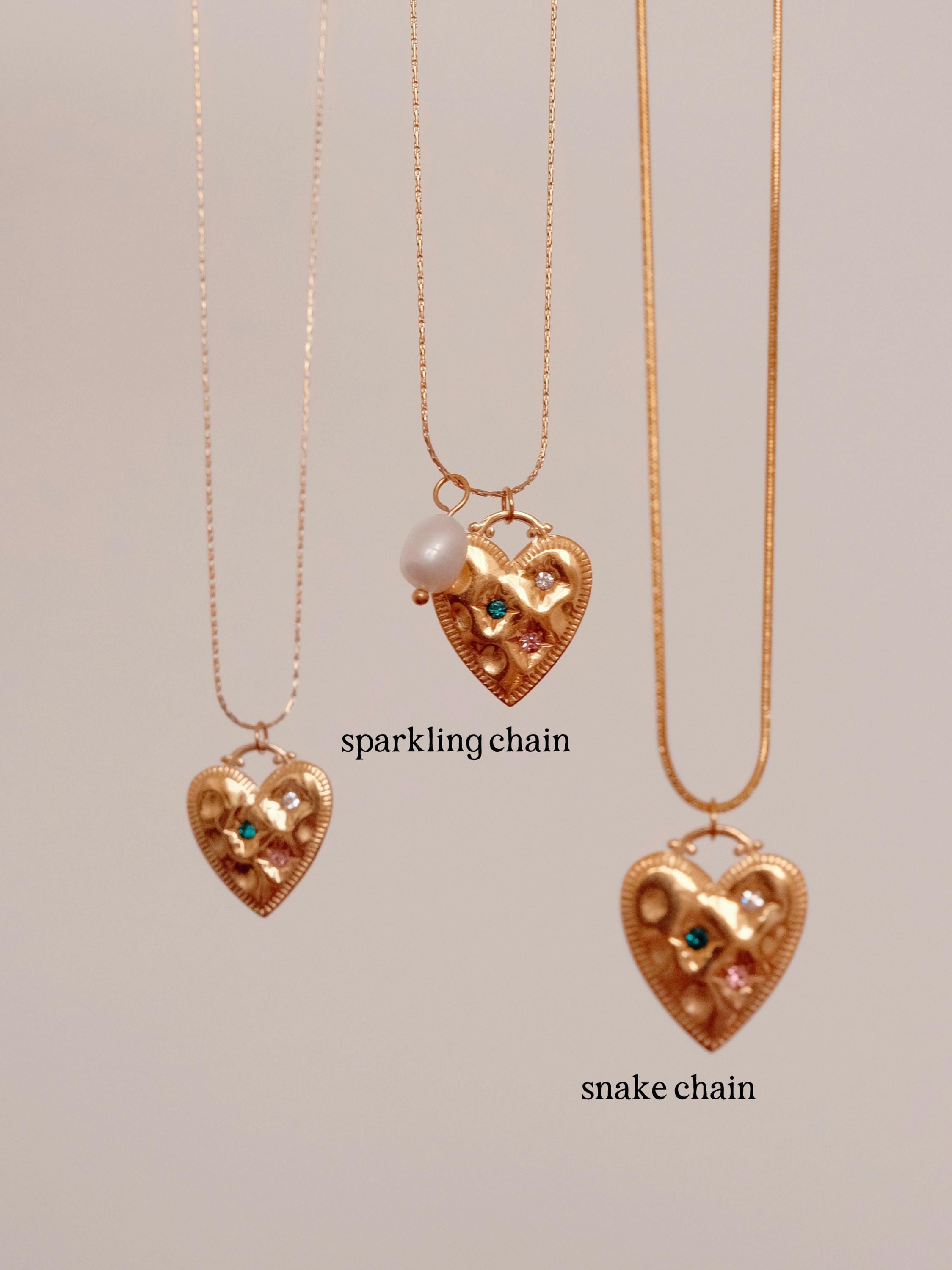 [COLD FRAME] / ☆ COLORLESS GOLD HEART PENDANT NECKLACE Amazon.com: Trendlooks Dual Sides Heart Pendant Necklace 925