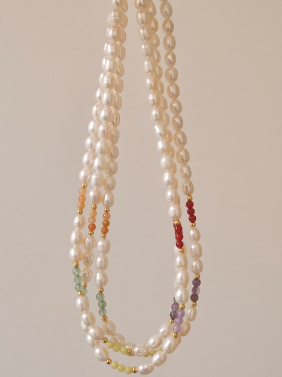 Collana Boho Colorata Con Perline E Perle D'acqua Dolce – Lunghezza Regolabile – Cristallo E Acciaio - 2