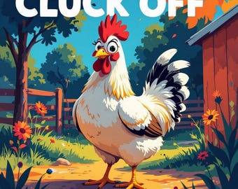 5 "Cluck Off" Rooster, Chicken, Funny, PNGs to make Crafts, T-shirts, Mugs, artwork