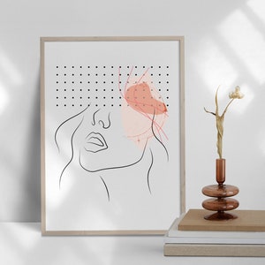 Abstract Boho Art Face Print, Woman Face Line Drawing, Minimalist Simple printable wall art, minimaliste line art Woman, cadeau pour elle