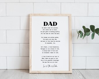 Custom Poem Print for Dad, Personalized Quote Wall Art (Digital Download)