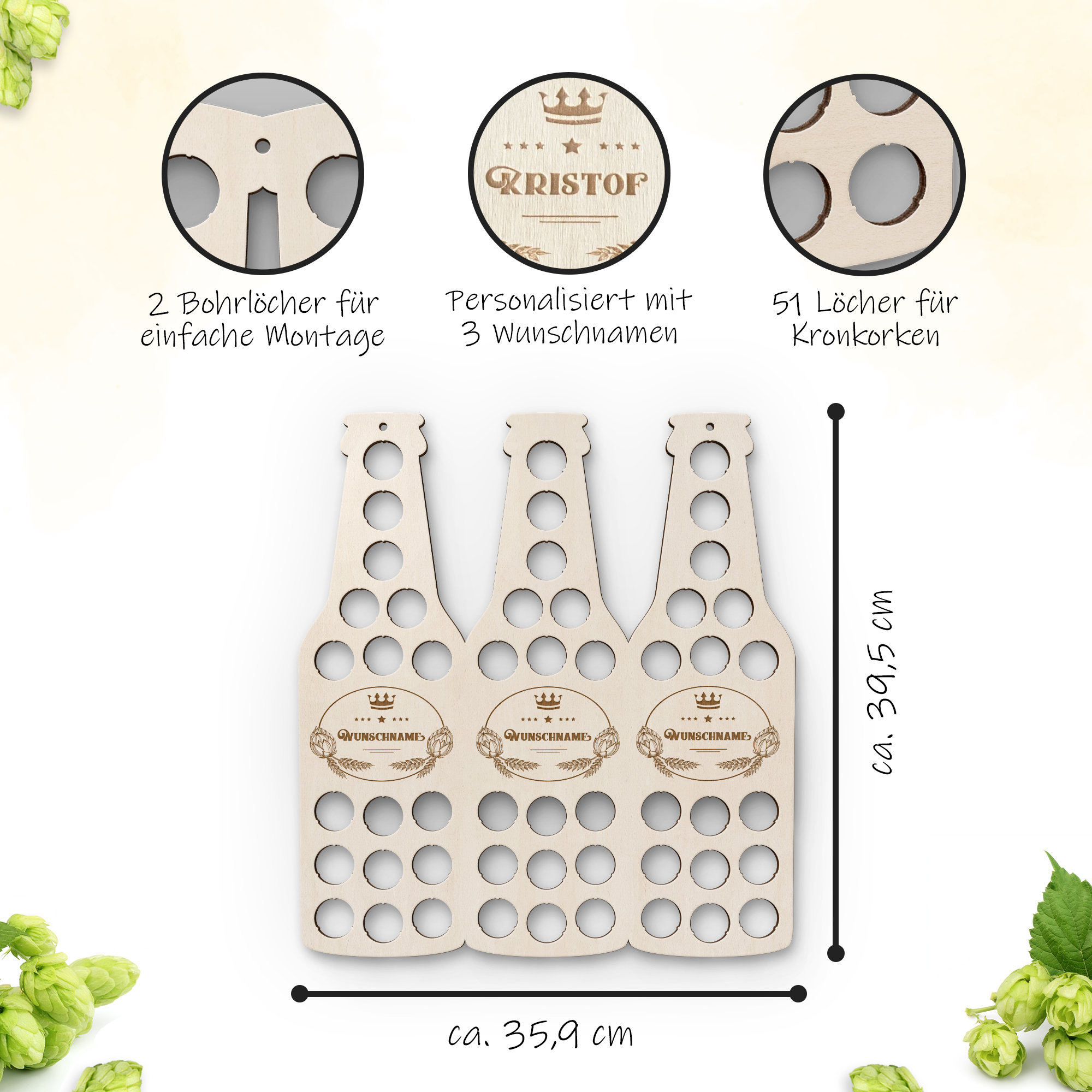 ZYZUZ Getränkekistenregal Aus Bambus - Stabiles Regal Für 2 Kisten (ohne Bohren)