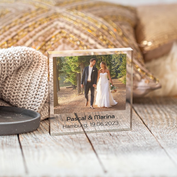 Verlobung Personalisierter Fotoblock, Verlobungsgeschenk, Jahrestag Fotorahmen, Hochzeitsgeschenk, Verlobung Acryltafel Fotogeschenk