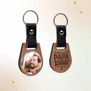 Photo keychain dad made of wood | Happiness is having a dad like you engraving | Birthday father Christmas gift Father's Day gift