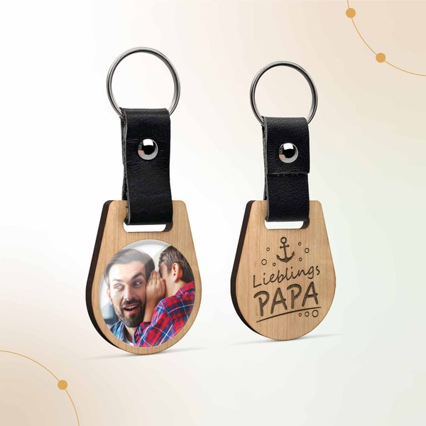 Personalized Dad Photo Keychain | Father's Day Gift for Him | Birthday Christmas gift for father | Anchor pendant made of wood