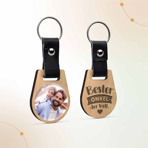 Best Uncle in the World Wooden Keychain | Personalized Gift Idea with Photo and Engraving | Birthday Photo Gift for Uncle