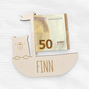 Carte cadeau Bois | Idée cadeau Anniversaire Baptême Noël | Don d’argent avec le nom désiré | Emballage cadeau par carte de paiement