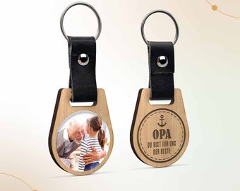 Photo wooden keychain for grandpa | Photo gift with "Grandpa you are the best for us" Engraving & Photo Print | Birthday gift for Opi