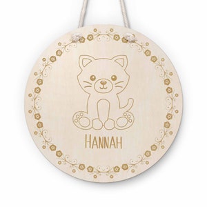 Letrero de bebé personalizado individualmente con nombre y motivo | Regalo de bebé de madera | Letrero de cordón para habitación de bebé como letrero para puerta con grabado