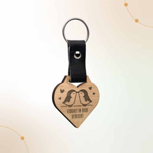 Penguin keychain heart made of precious wood with sweet engraving &quot;Ice cold in love with you&quot; | Gift ideas anniversary Valentine&#39;s Day for him & her