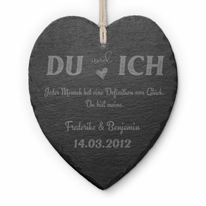 Slate heart for her | personalized heart sign made of slate | slate heart with engraving as a romantic gift idea - approx. 27 x 23 cm