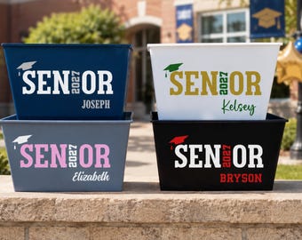 Custom Graduation Senior Gift  Basket, Personalized Senior 2026, High School Graduation Gift Bucket, Senior Night Cards Basket Senior 2027