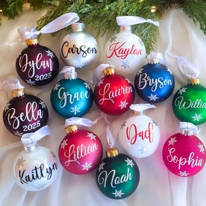 Christmas Red Name Ornaments, Personalized Christmas Glass Ornaments, Holiday Time, Custom Christmas Ornaments, Red, Blue, Burgundy Red image 4