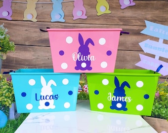 Easter Baskets for Kids - Custom-Made & Personalized Easter Bucket - Plastic Easter Basket for Children - Personalized for Boys and Girls