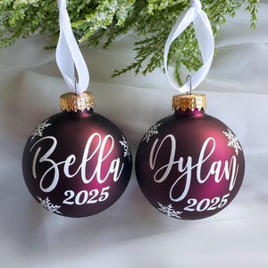 Christmas Red Name Ornaments, Personalized Christmas Glass Ornaments, Holiday Time, Custom Christmas Ornaments, Red, Blue, Burgundy Red image 6