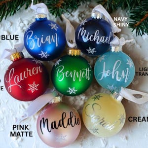 Christmas Red Name Ornaments, Personalized Christmas Glass Ornaments, Holiday Time, Custom Christmas Ornaments, Red, Blue, Burgundy Red image 9