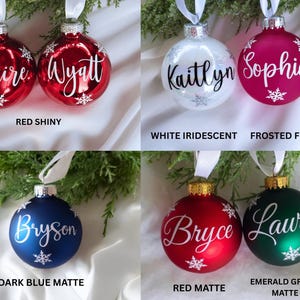 Christmas Red Name Ornaments, Personalized Christmas Glass Ornaments, Holiday Time, Custom Christmas Ornaments, Red, Blue, Burgundy Red image 8