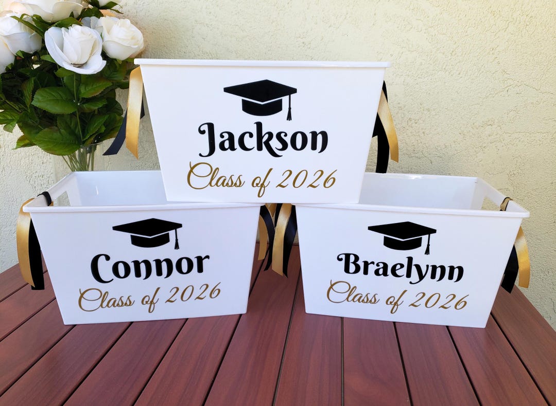 Personalized Graduation Basket, Class of 2026, Senior Gift Bucket ...
