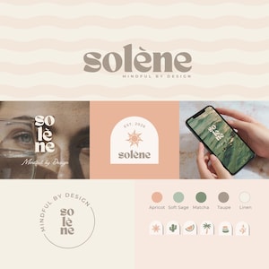 Retro Canva Markenpaket für Coaches & Wellness | Logo, Visitenkarte, Submarks, Icons | Yoga Beauty Massage Branding Vorlage