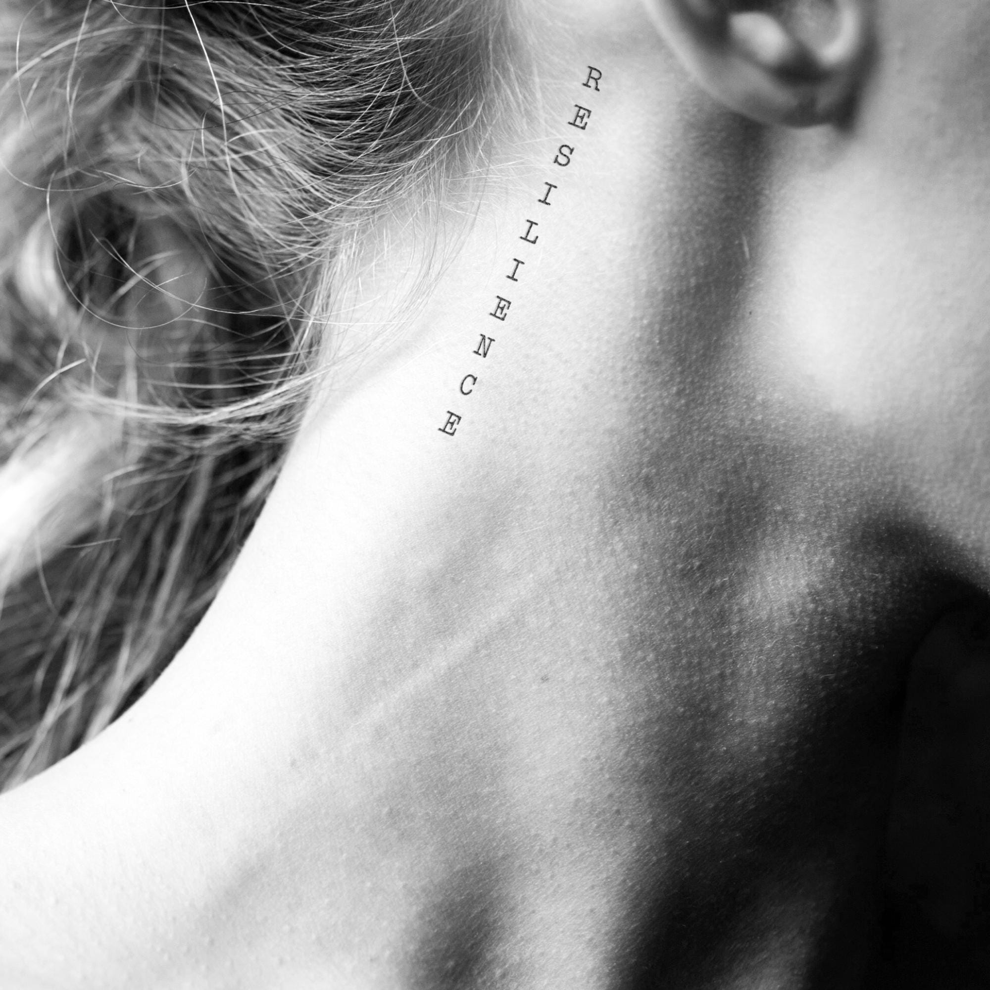 RESILIENCE Tattoo Template | Typewriter Lettering | Single Letter Tattoo | Resilience Tattoo Design | Meaningful Tattoo Design