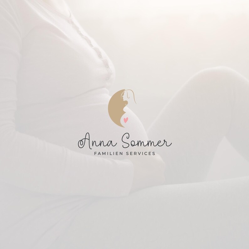 Personalisierbares Logo mit der Silhouette einer schwangeren Frau, ideal für Hebammen und Doulas.