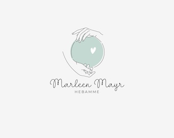Zwangerschapslogo | Verloskundige & Doula Branding | Zacht ontwerp met handen | Vooraf gemaakt en aanpasbaar