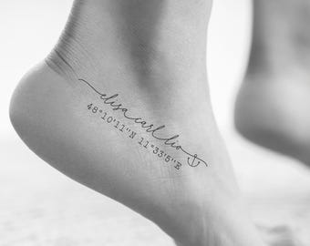 Coordinates tattoo minimalist | Tattoo template minimalist | Tattoo template | Small anchor tattoo | Custom name tattoo