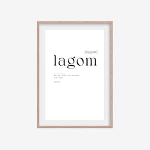 Affiche Lagom | Devise suédoise « Ni trop, ni trop peu » | Décoration murale scandinave | Téléchargement instantané | Design minimaliste