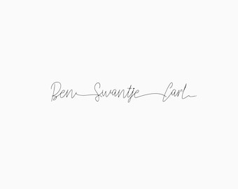 Name tattoo design with connected font | Fineline tattoo template for partner or children | Custom tattoo design