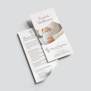Vorgefertigtes Hebammen- und Doula-Logo mit Silhouette einer Schwangeren | Flyer Din lang