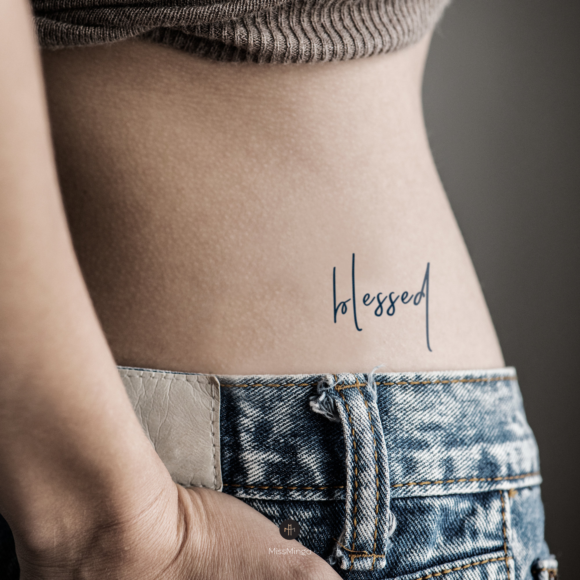 Blessed Tattoo Design Lettering Tattoo Template Etsy