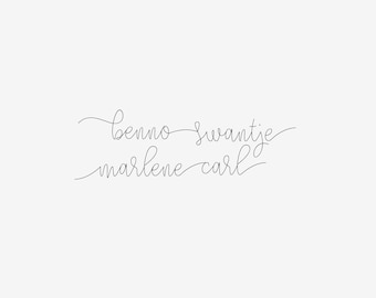 May include: Handwritten names in cursive script: Benno Swantje Marlene Carl