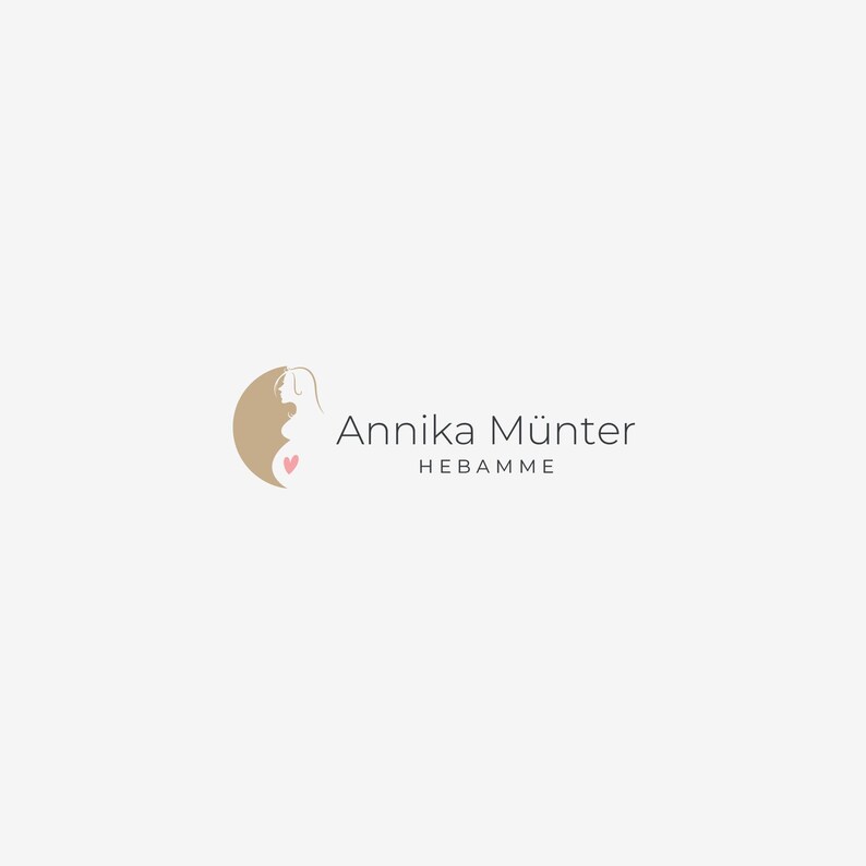 Personalisierbares Logo mit der Silhouette einer schwangeren Frau, ideal für Hebammen und Doulas.